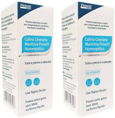 Yoeyang Colírio Provets Cinerária Marítima - Kit C/2 Unidades de 10 mL para Cães, Gatos e Cavalos