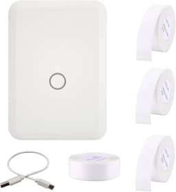 Henniu D110 Label Maker hine Mini impressora de etiquetas térmicas de bolso com 4 rolos de etiquetas tudo em um BT Connect Prince Tag DIY Date Journal Study Sticker Labeling hine Compatível com iOS