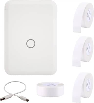 Henniu D110 Label Maker hine Mini impressora de etiquetas térmicas de bolso com 4 rolos de etiquetas tudo em um BT Connect Prince Tag DIY Date Journal Study Sticker Labeling hine Compatível com iOS