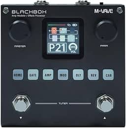 M-VAVE Pedal processador multiefeitos para guitarra, com mais de 80 efeitos embutidos, modelagem de amplificador 44,1 KHz / 24 bits 6 + 1 efeitos simultâneos, bateria recarregável integrada BLACKBOX