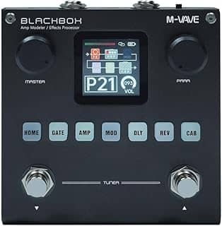 M-VAVE Pedal processador multiefeitos para guitarra, com mais de 80 efeitos embutidos, modelagem de amplificador 44,1 KHz / 24 bits 6 + 1 efeitos simultâneos, bateria recarregável integrada BLACKBOX