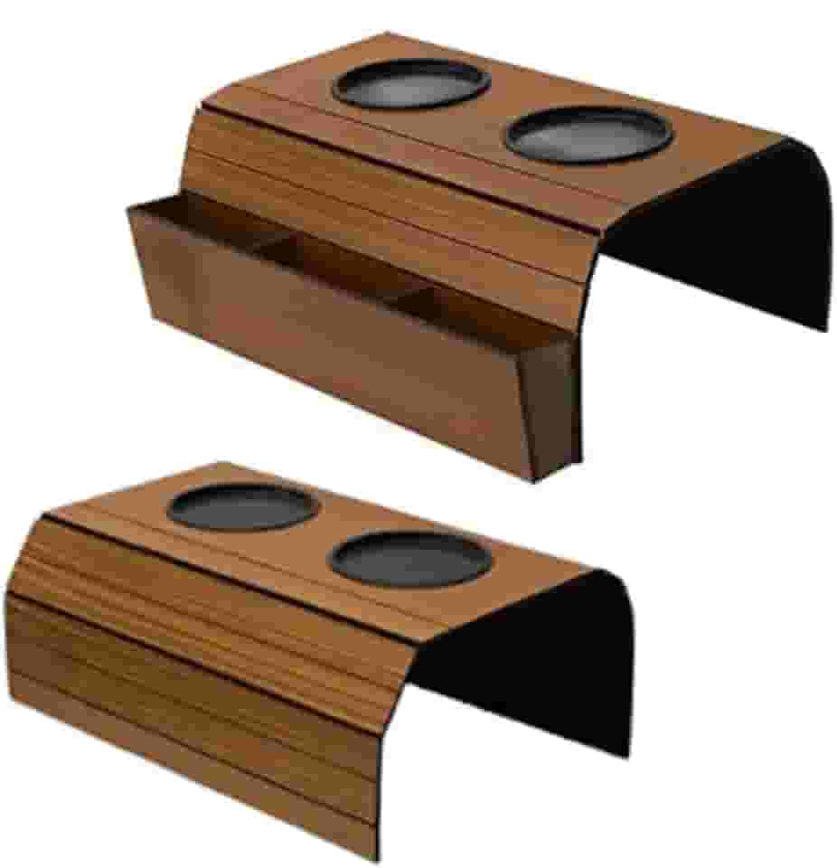 Kit 2 esteiras para braço de sofá com porta copos e porta controle remoto MDF (1 esteira simples, 1 esteira porta controle)