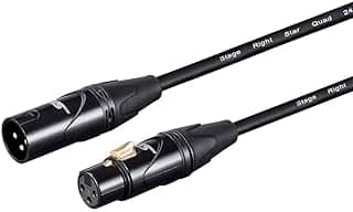 Monoprice Cabo de microfone Starquad XLR macho para XLR fêmea - 3 metros - preto, 24AWG, otimizado para áudio analógico - Contatos dourados - Série Stage Right