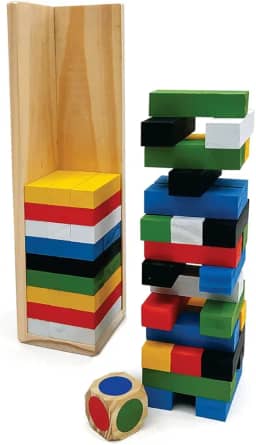 Torre de empilhar e Equilibrar 54 blocos coloridos em Madeira