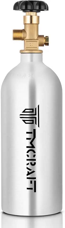 TMCRAFT Tanque de CO2 de 1,1 kg, cilindro de liga de alumínio de alta resistência com válvula CGA-320, cilindro aprovado pelo DOT para kit Kegerator e dispensador de cerveja de pressão