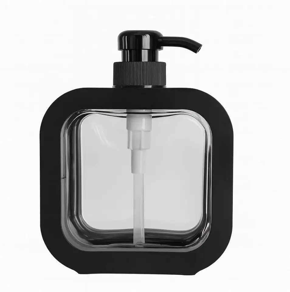 Porta Sabonete Líquido, 500ml, Plástico, Design Moderno (Preto)