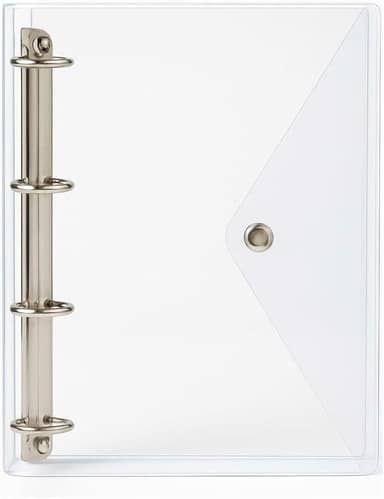 Caderno Fichário Pasta Organizadora 4 Argolas Transparente Fechamento com Botão