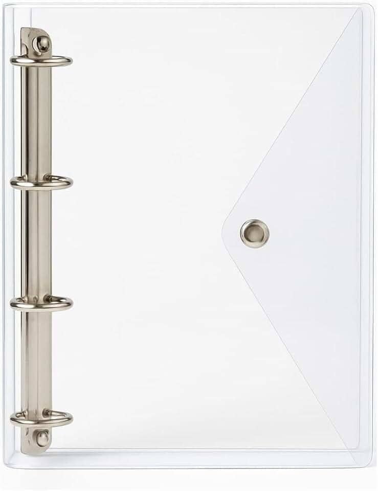 Caderno Fichário Pasta Organizadora 4 Argolas Transparente Fechamento com Botão