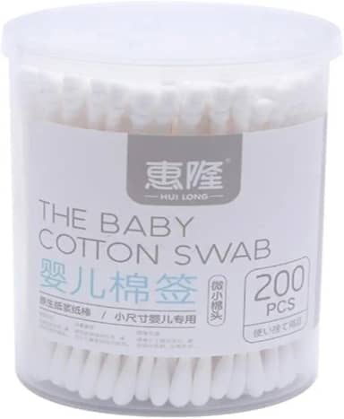 200 Unidades de Cotonete Baby com Hastes Flexíveis de Bambu Algodão para Bebê Nariz Ouvido Sensível