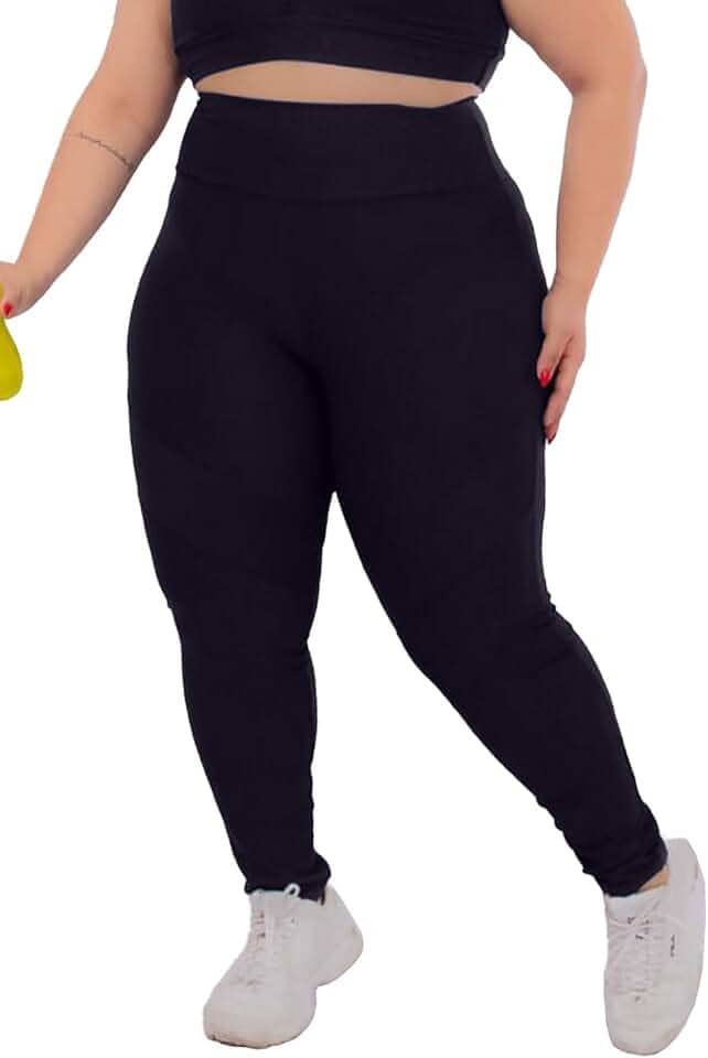 Calça Legging Feminina Plus Size G1 G2 G3 G4 G5 G6 Suplex Costura Reforçada Donna Martins