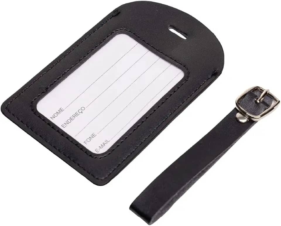 LYOR - Etiqueta para Mala com Visor de Poliuretano Preto 11cm x 7cm