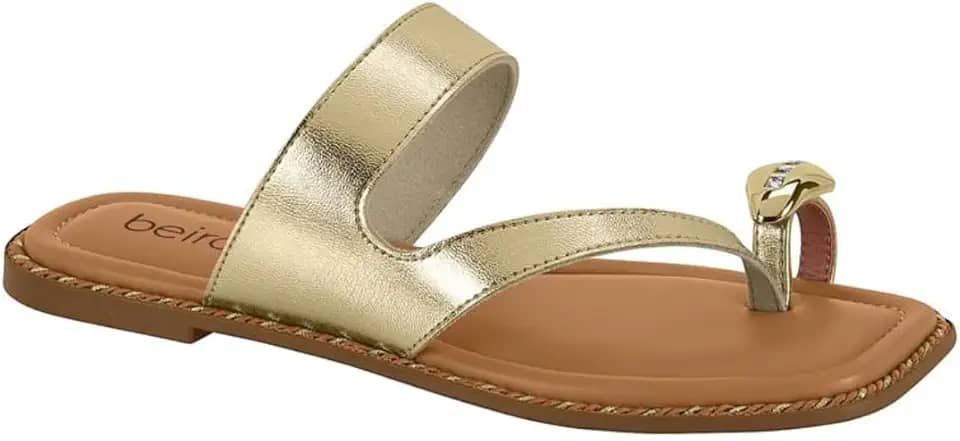 Sandália Rasteira Feminina Beira Rio – Dedo Dourada, Conforto, Leve e Uso No Dia a Dia