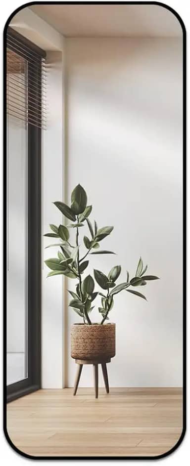 Espelho Retangular Super Grande 70x160 com Cantos Arredondados – Corpo Inteiro, Design Moderno e Elegância para Qualquer Ambiente (Preto)