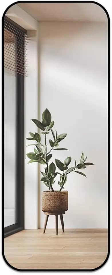 Espelho Retangular Super Grande 70x160 com Cantos Arredondados – Corpo Inteiro, Design Moderno e Elegância para Qualquer Ambiente (Preto)