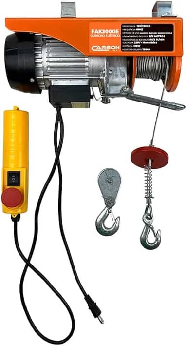 Guincho Eletrico Talha 100 a 200KG 220V Elevação 12 Metros FAK200GE Carbon Fak