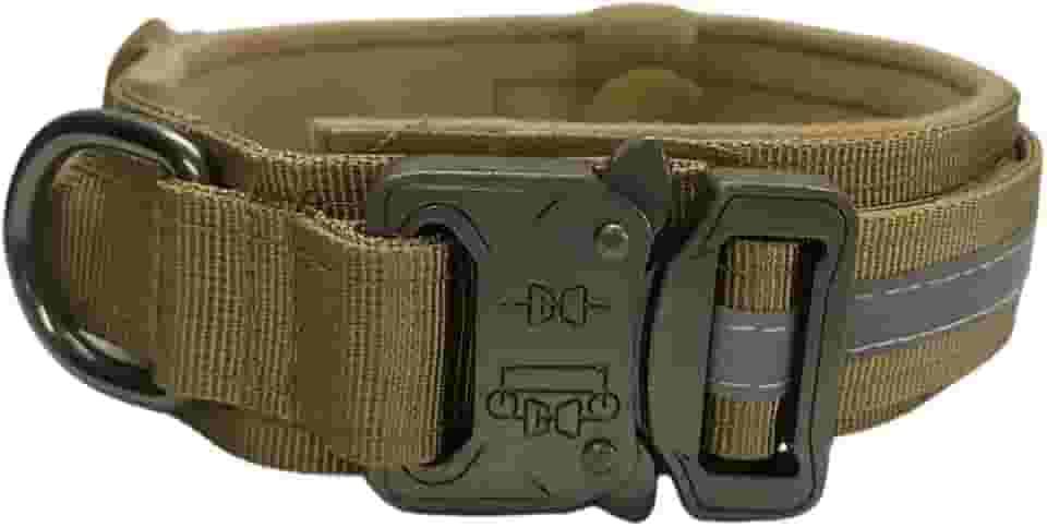 Coleira Tática Militar Ajustável Resistente Para Cachorro Com Alça Treinamento Pet Grande/Médio Porte(Bege(Fino),G (L))