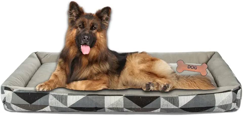 Cama Pet Confortável Xg Extra Grande 100% Algodão com Mordedor de Pelúcia (Triângulo Cinza)