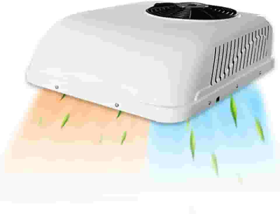 Incluindo Tarifas Aspligo-12 volts dc ar condicionado calor e frio estacionamento elétrico telhado rv ar condicionado 8800BTU Motorhome caminhão trailer trailer van 12V unidade ac