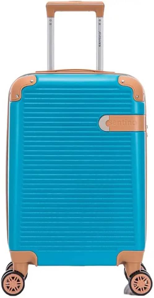 Mala de Viagem de Bordo Nice 10kg Rígida ABS Padrão ANAC com 4 Rodas duplas 360º e Trava de segredo numérico, divisória interna com zíper e elástico de fixação, Azul Turquesa, Santino - ABEV407P15