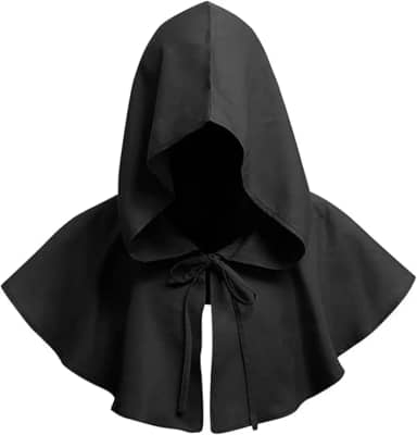 Manto de Dia das Bruxas com Capuz Manto Fantasia de Cavaleiro Túnica com Capuz Fantasia Chique Legal para Halloween, Festas, Tamanho Uniforme, Preto