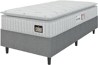 Cama Box Colchão Solteiro Espuma D33 Vangogh 88x188x67cm Branco/Cinza Hellen - Suporta até 120kg por Pessoa