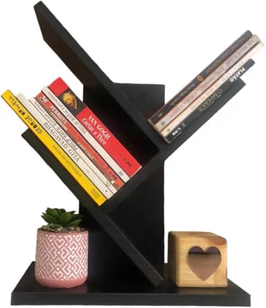 Estante de Livros Decorativa em ângulo, Preta