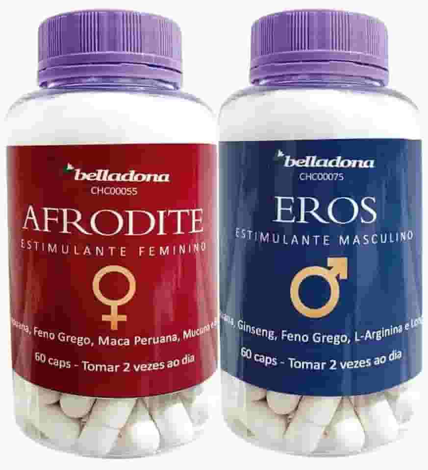 Kit Eros® + Afrodite® Estimulante Masculino e Feminino - 60 cáps cada