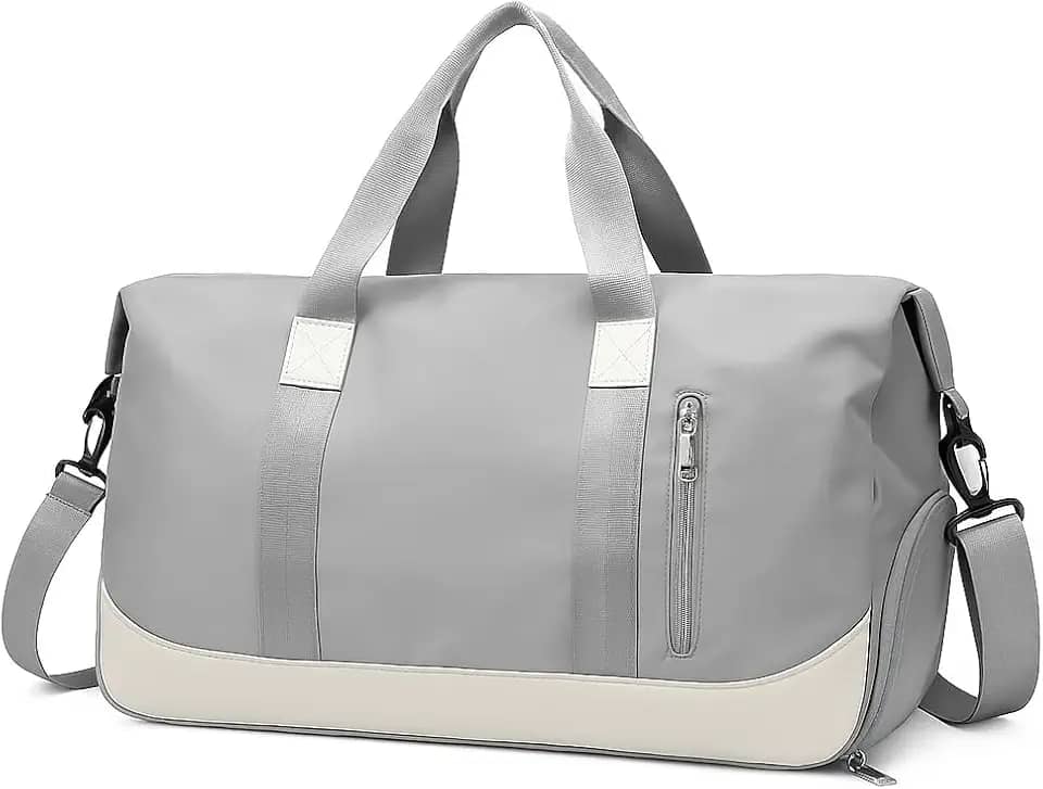 Bolsa De Mão Mala Viagem Academia Feminina Masculina Super Grande, Compartimentos Com Zíper, Espaço Para Tênis Ou Roupas Sujas Alça Removível Modelo Transversal Bordo Poliéster (Cinza Elegante)