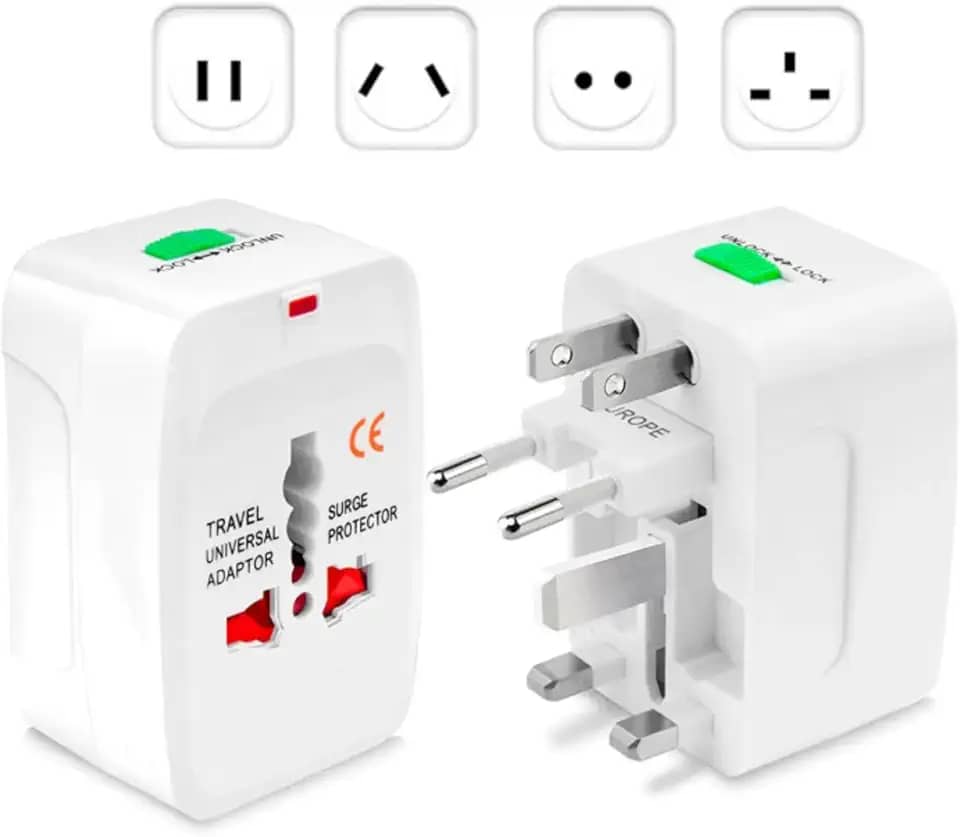 Adaptador Universal de Tomadas com Plug Internacional – Compatível com EUA, Europa, Ásia e Brasil – Portátil, Seguro e Bivolt – Ideal para Viagens e Casa – Linha Premium
