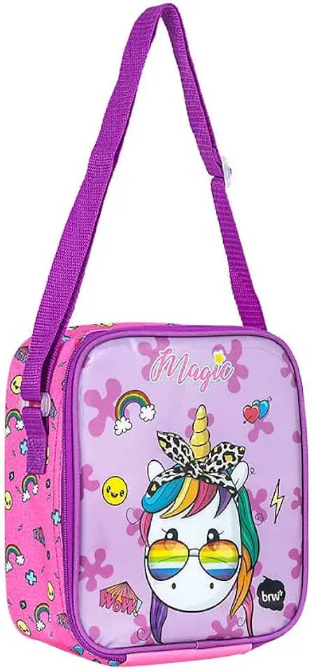 Lancheira Térmica Unicórnio Magic Rosa e Roxo BRW