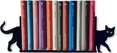 Aparador Organizador Suporte Livro Bibliocanto Preto - Gato gatinho