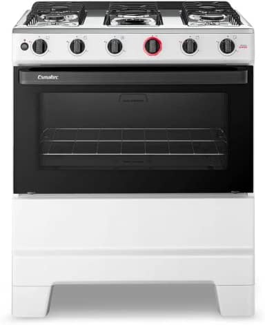 Fogão Esmaltec 5 Bocas Ideal Super Mesa de Aço Inox Branco F5IAB - Bivolt