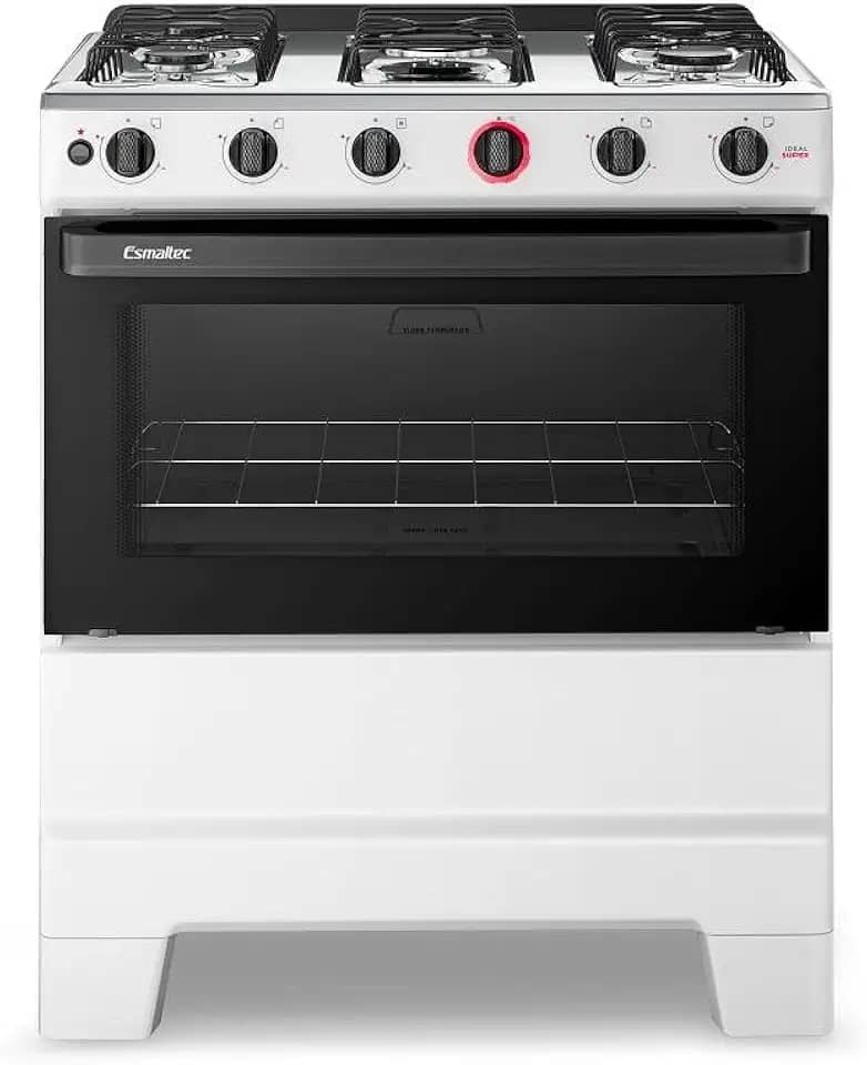 Fogão Esmaltec 5 Bocas Ideal Super Mesa de Aço Inox Branco F5IAB - Bivolt