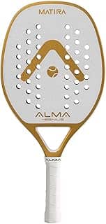 Raquete Beach Tennis Carbono 1K Matira Branca e Dourada Alma Genius