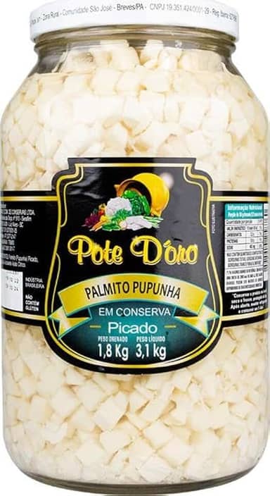 Palmito Picado Pupunha 1.8Kg Pote D´Ouro