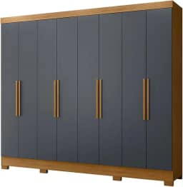 Guarda Roupas Casal 8 Portas 4 Gavetas Diplomata Freijó/Cinza