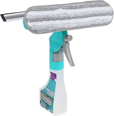 Mop Limpa Vidros Spray 3 em 1, Pulverizador, Esfregão e Rodo, Borrifa, Limpa e Seca