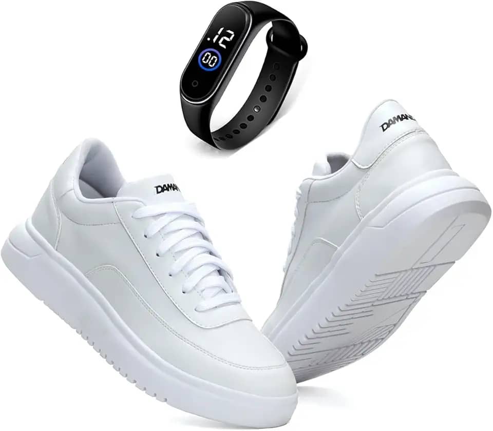 Sapatênis Masculino DM Damando em Couro Linha Reverso Modelo Confort + Relógio Digital