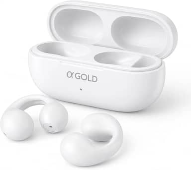 Fone Bluetooth Esportivo Condução Óssea BT33 – Open-Ear Sem Fio, Bluetooth 5.3, Earcuffs para Corrida, Resistente à Água, Compatível com iOS e Android (BRANCO)