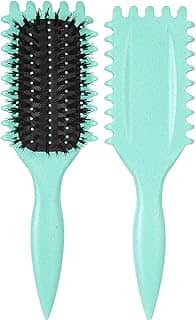 Urbeokr Pincel definidor de cachos para mulheres, escova de cabelo com cerdas de javali, modelagem e definição de cachos, verde, 1 peça