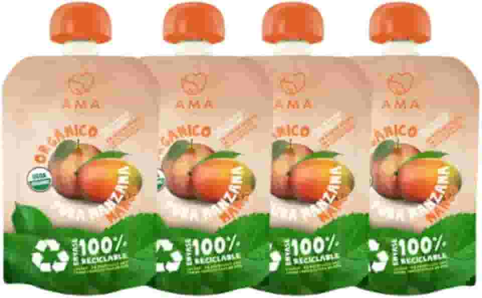 Kit 4 Papinhas Organica Maçã com Manga 90g - Introdução Alimentar para Bebê
