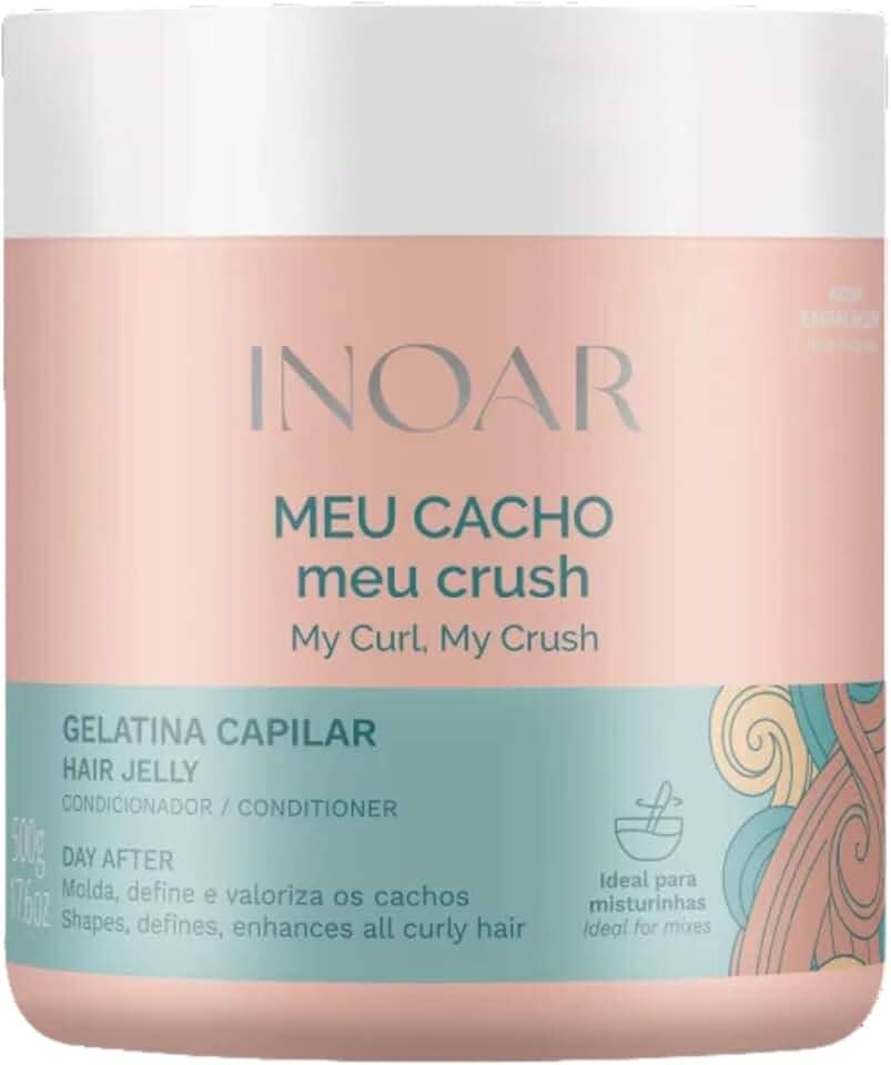 Inoar, Meu Cacho Meu Crush, Gelatina Capilar, Definição de Cachos, Hidratação Intensa, Com Colágeno e Vitamina E - 500g