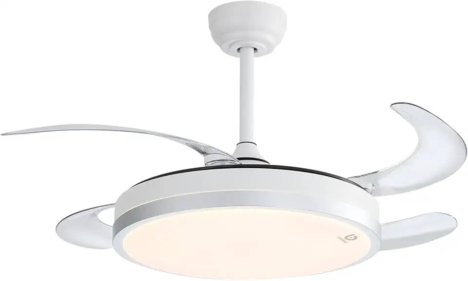 Ventilador de Teto Retratil 42" com Luz LED, Bivolt 110V/220V, Controle Remoto e Temporizador, Controle remoto via celular, TUYA APP