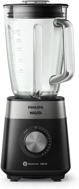 Philips Walita Preto Liquidificador Série 5000, Jarra Vidro, Copo de 2 L, Copo de 2 L, Lâminas removíveis, 1200W, 220V (RI2242/92)