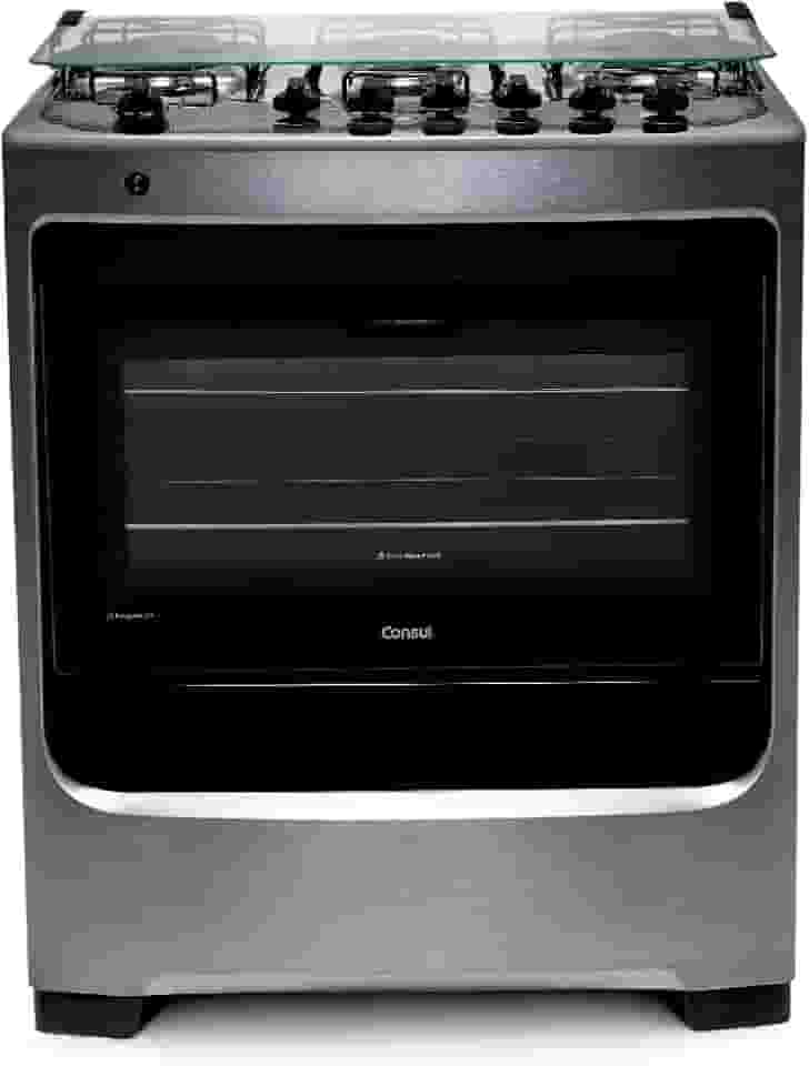 Fogão Consul 6 bocas cor Inox com botões removíveis e vidro interno vedado - CFS6NAR BIVOLT