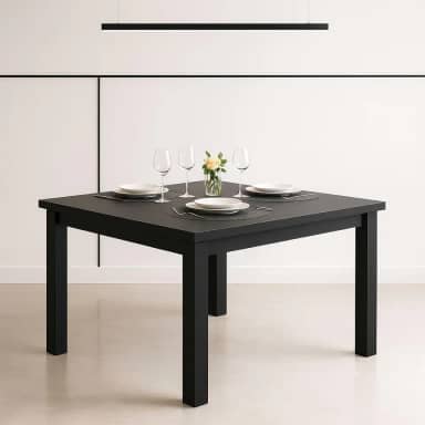 Mesa de jantar quadrada Estilo industrial 90x90 cm Moldura de madeira(PRETO)