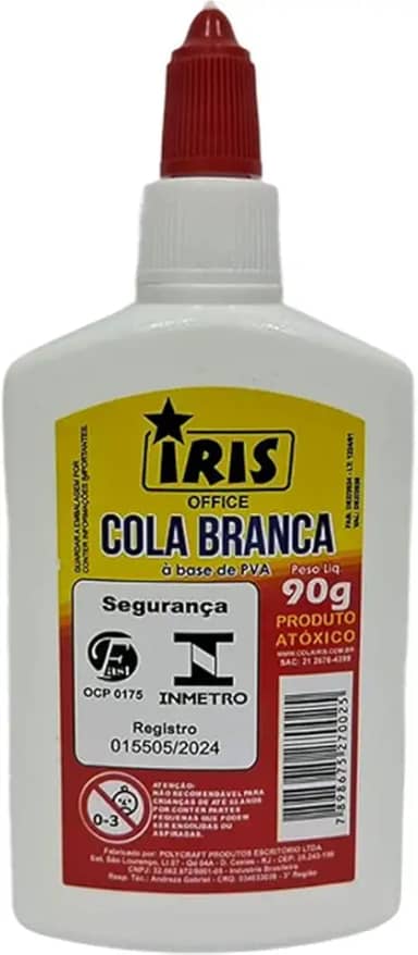Kit de Cola Escolar, Íris, Branca, 90 Gramas, Pacote com 6