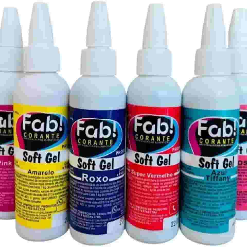 Kit Com 7 Unidades Corante Alimentício Fab Soft Gel 60gramas