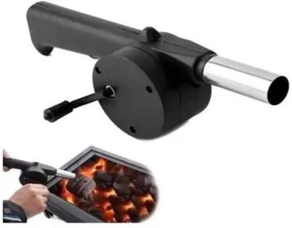 Acendedor Soprador de Churrasqueira Lareira Carvão Manual Manivela Ventilador Faça Brasa Fogo Rápido Preparo Gourmet