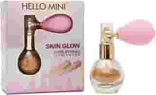 Iluminador em Pó e Spray Skin Glow, 2 em 1, Iluminador Facial e Corporal, Efeito Radiante - Hello Mini - Maquiagem (2 - Claro Metalizado, Pequeno)
